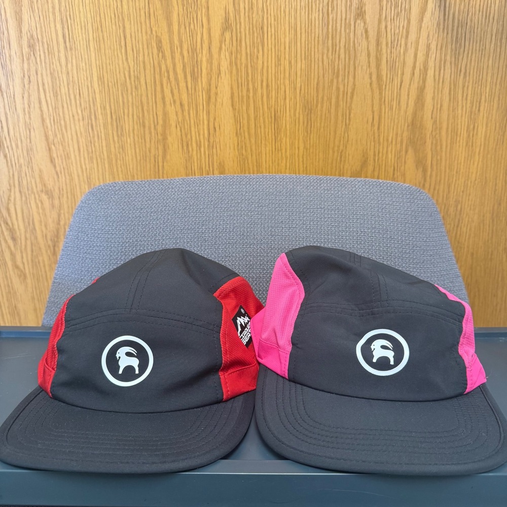Backcountry Cirque Series 5 Panel Running Hat Lot of 2 Black Red Pink Adjustable